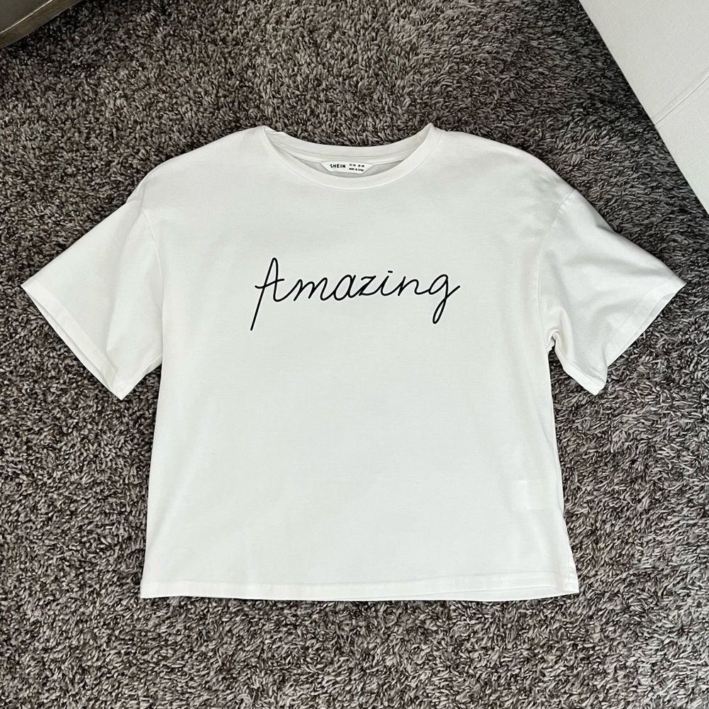 Shein Amazing White Tee Size 10-11 Years
